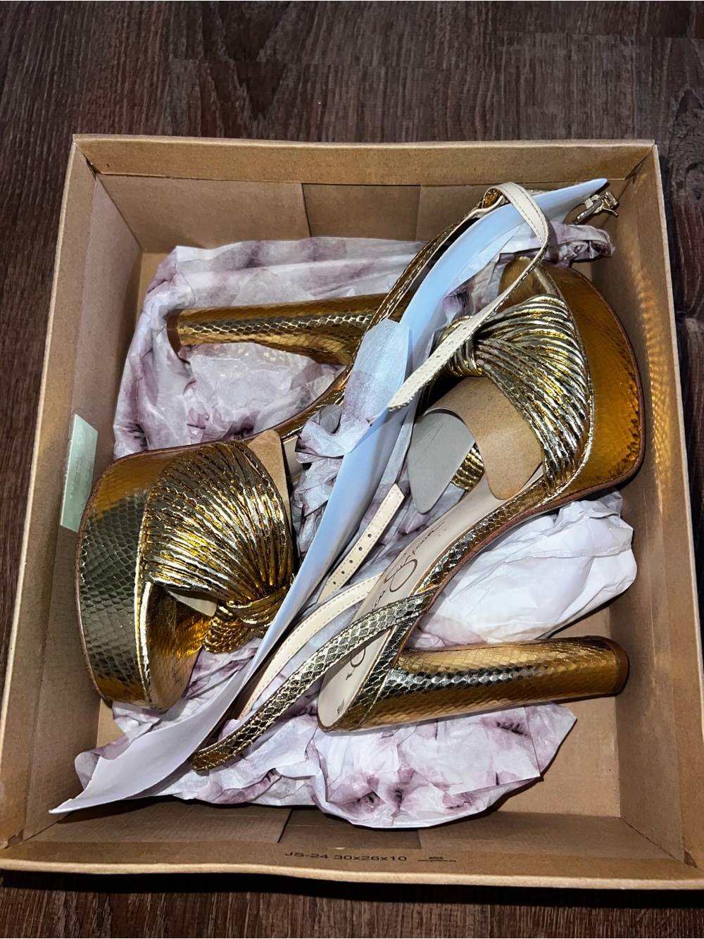 Jessica Simpson Gold Knot-Front Slingback Sandals - Picture 2 of 4